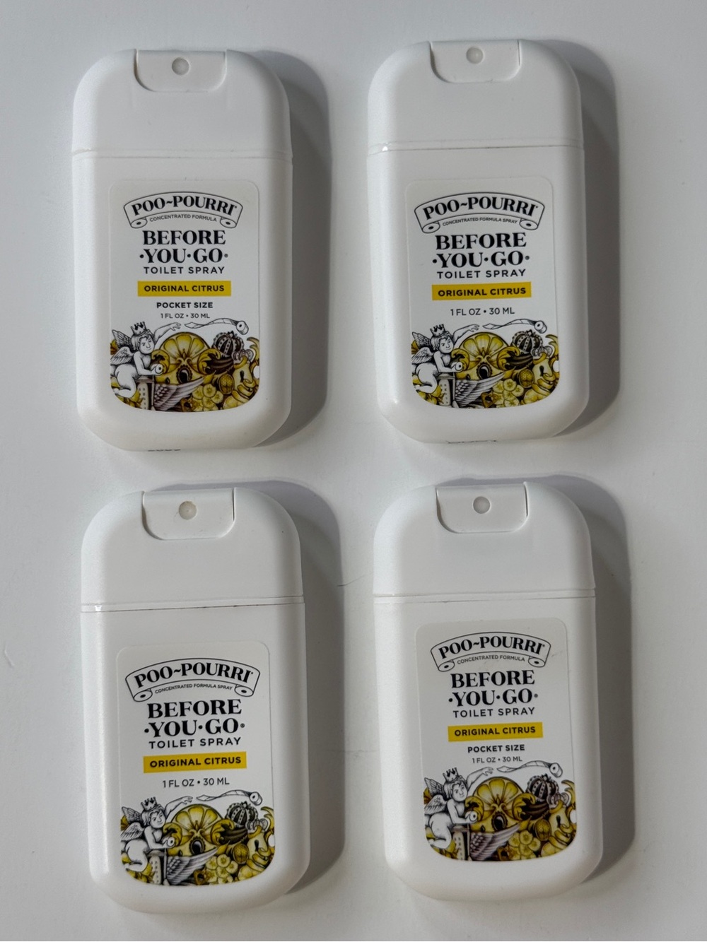 Poo-Pourri Before-You-Go Original Citrus Toilet Spray Lot of 4